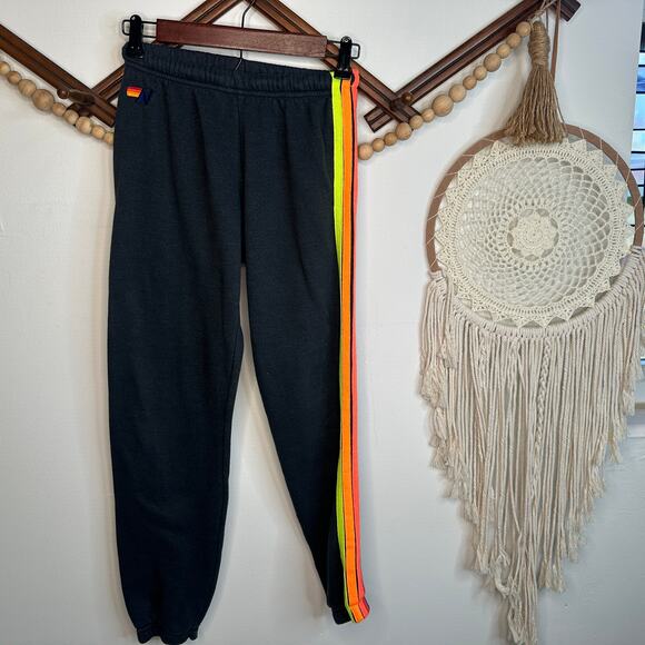 Aviator Nation Charcoal Four Stripe Sweatpant Joggers - Picture 2 of 5